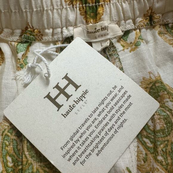 NWT Haute Hippie Linen Blend Short Sleeve and Wide Leg Set Size Large - Picture 10 of 16